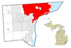 Location within Wayne County