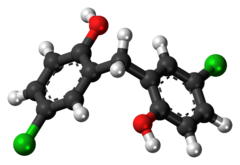 Ball-and-stick mode of the dichlorophen molecule