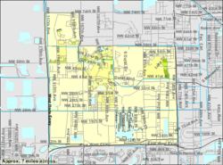 U.S. Census Bureau map showing the former CDP limits