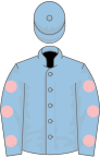 LIGHT BLUE, pink spots, light blue cap