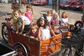 Child transport is now the most popular use of freight bicycle, and numerous special models are offered.