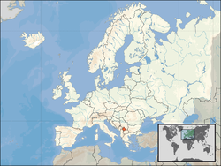 Location of Kosovo on the European continent