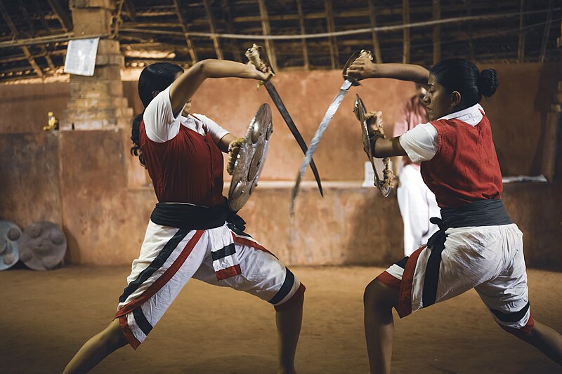 File:Kalaripayattu by young girls.jpg