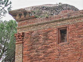 A tomb on the Appian Way in Rome with Roman brickwork in opus latericium