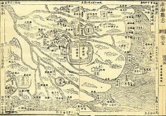 Map of Chenghai County in Ming dynasty, also indicates the delta and mouth of Han River.