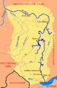 Angarsk (Ангарск) en mapa del río Angará