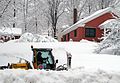 Sidewalk snowplow in Hallowell, Maine, Maine, United States