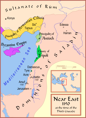 The Near East, c. 1190, at the inception of the Third Crusade.