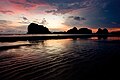 Silhouette of Pak Meng Beach, a part of Hat Chao Mai National Park and most renowned beach of the province