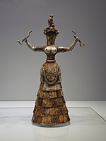 A Cretan snake goddess from the Minoan civilization, c. 1600 BC