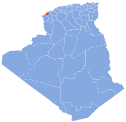 Map of Algeria highlighting Aïn Témouchent Province