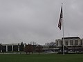 A view of the gazebo and buildings A-G on campus.