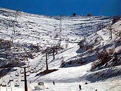 View of the ski-resort and the cable cars