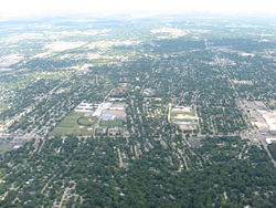 Aerial view, centered on Kettering Fairmont High School