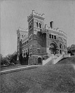 Lehigh University's first library, constructed at the cost of $100,000 by Asa Packer as a memorial to his daughter, Lucy Packer Linderman