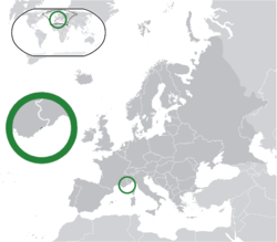 Location of Monaco (green) in Europe (dark grey)  –  [Legend]