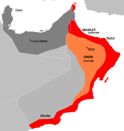 The Trucial States in the 20th century shown in Dark Gray