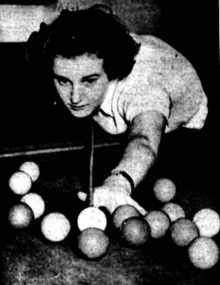 Cue sports player Maureen Barrett in 1953