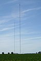 The 411.8-meter (1,351 ft) tall WBUI tower (left tower) near Argenta, Illinois, 2007.[11]