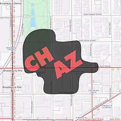 Street map of CHAZ and surrounding area as of December 5, 2024.