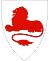 Arms of Rødøy Municipality in Norway, showing a lion couchant gules (1988) [37]