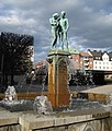 Sculpture in Sundbyberg of Industry fountain with The happy family ("Lyckliga familjen"'), 1933.