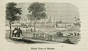 Native Part of Madras Town, by Robert Sears(1810-1892)