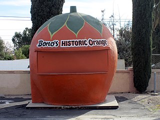 Bono's Orange Stand in Fontana, California (1936); used to sell California orange juice to hot drivers who all lacked air conditioning at that time.[10][11]