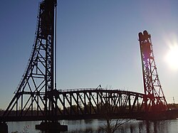 Old train lift bridge over the old Welland Canal in Dain City.