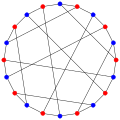 Un 2-coloreado del grafo de Desargues o '"`UNIQ--postMath-00000018-QINU`"'