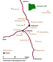 Gold mines in the Kalgoorlie region.