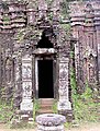 A brick corbelled arch disintegrating slowly at My Son in Vietnam.