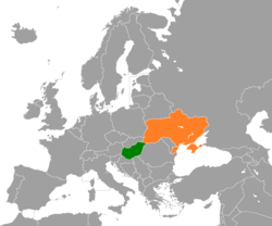 Map indicating locations of Hungary and Ukraine