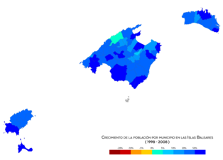 Crecimiento de población por municipio entre 1998 y 2008