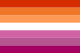 Orange-pink lesbian flag derived from the pink lesbian flag, circulated on social media in 2018[41]