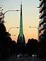 The tower as seen from Barrack Street at dusk