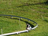 The monorail track of the Brandauer coaster in San Candido, Italy.