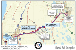 Florida Rail Enterprise map of the Orlando Tampa route"