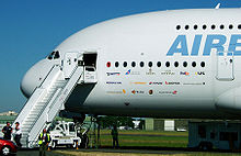 Port view of front fuselage, with staircase