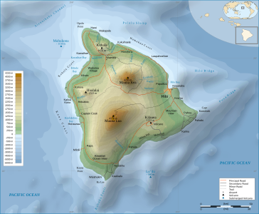 Topographical map of Hawaii