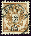 Austrian KK 2 kr stamp, cancelled NACHOD in 1889