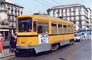 An example of the rebuilt Peter Witt cars used in Naples