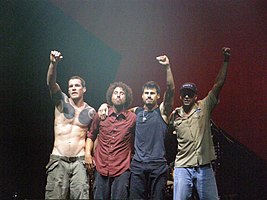 Rage Against the Machine at Vegoose, 2007. Left to right: Tim Commerford, Zack de la Rocha, Brad Wilk, Tom Morello.