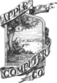 The original Apple logo featuring Isaac Newton under the fabled apple tree.