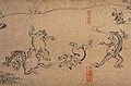 Wrestling frogs from Chōjū-jinbutsu-giga, a piece of cartoon from the 12th century Japan