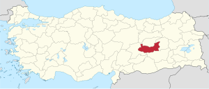 Location of Elazığ Province in Turkey