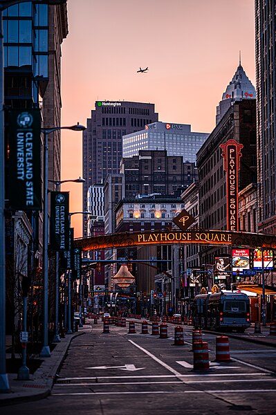 File:Playhouse Square at dusk.jpg