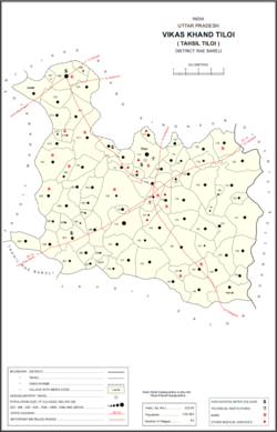 Map showing Shahmau (#142) in Tiloi CD block