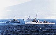 BRP Quezon (PS-70) and an LST during combined amphibious exercises at Balikatan 2000 exercises