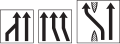 4.77 Information about routing of lanes (reducing from three to two lanes – two lanes from the right join the one lane – left lane is derouted to the other side of the motorway)